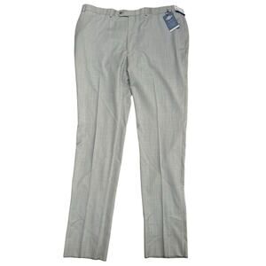 $155 Hart Schaffner Marx NEW YORK Fit Wool Dress Pants | Gray, 44 R Unhemmed